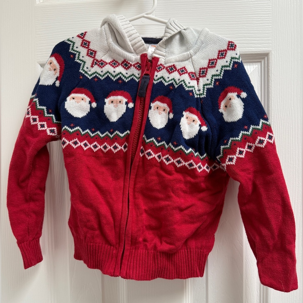 Gymboree kids zip up holiday Santa hoodie